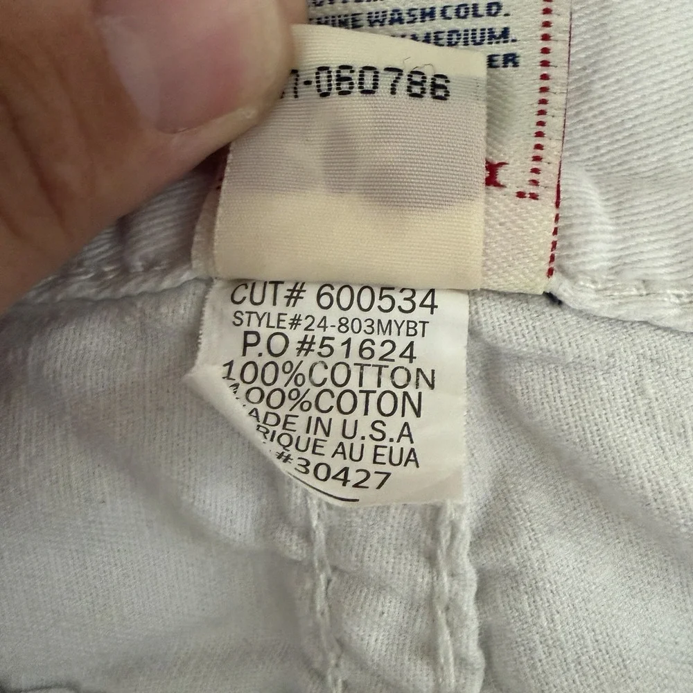 True Religion Mens Billy Super T Jeans Size 38 White Stitch Y2K Bootcut Denim